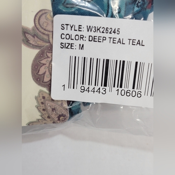 Band of the Free Sybille Deep Teal Floral Wrap Crossover Crop Top Women Medium - Picture 7 of 13